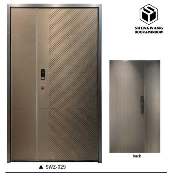 Porte d'entrée en aluminium de luxe en poudre revêtue Porte d'entrée en aluminium moderne