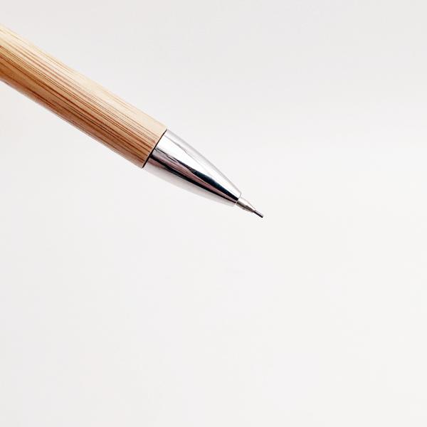 Escola de bambú de madera lápiz de prensa automática Eco amigable lápiz con clip de acero