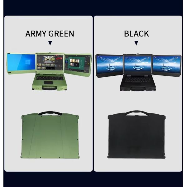 17.3 inch Triple screen military rugged laptop computer core i7 12700T with Nvidia T1000 video card  workstation