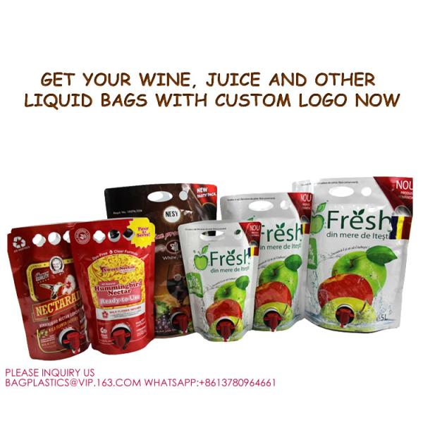 Juice bag Wine pouch Dispenser 3L Kraft Eco Friendly Bag In Box Liquid Plastic Packaging
