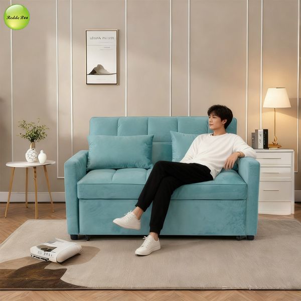 Modern Velvet Pull Out Sofa Bed Saving-Space Convertible Sleeping Sofa Bed For Living Room Bedroom Furniture