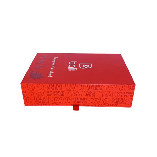 Customized Luxury Red Box Packaging Brand Gift Magnetic Closure Paper Box With Elegant Flocking