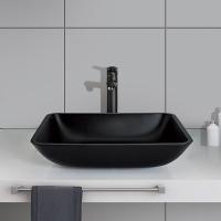 Crystal Stone Bathroom Wash Basins givré Matte Vessel Sink noir rectangulaire