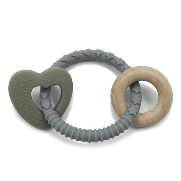 Infant Natural Montessori Silicone Wood Teether Sensory Chew Bracelet