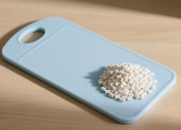 Placa de corte de plástico mate de grado alimenticio hecha de pellets de materia prima TPE (basada en TPR, compatible con la FDA en contacto con alimentos)