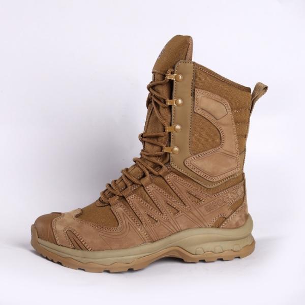 Gaomi Shengjie Couleur Beige Nubuck cuir de vache dentelle haut talon avec les paupières métalliques MD semelle extérieure chaussures de plein air