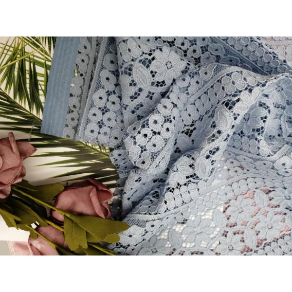 Ткань шнурка хлопка 3D 145CM голубая флористическая для статей постельных принадлежностей