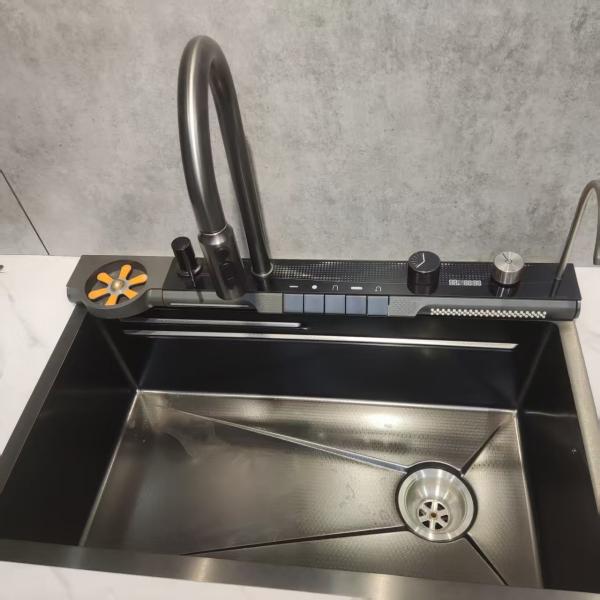 Black Stainless Steel Double-Bowl Kitchen Sink Undermount