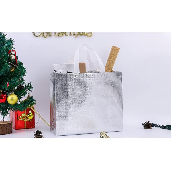 Silvery Bags, Golden bags, Handle bags, Durable Reusable Medium Non-woven Gift Bag Set Of 5,Shopping Bag,Promotional Bag