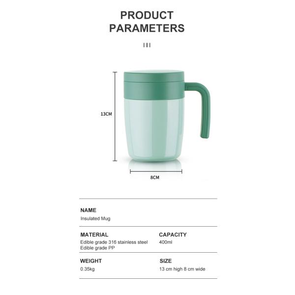 14oz 400ml 316 Stainless Steel Office Coffee Mug with Tea Infuser Sleek and Functional