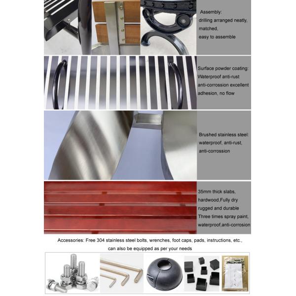 Urban Street Furnitures ISO14001 Stainless Steel Garden Bench