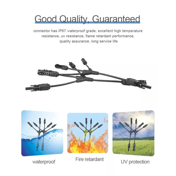 30A Female Solar Y Branch Connectors , 6mm2 Solar Panel Wire Connectors