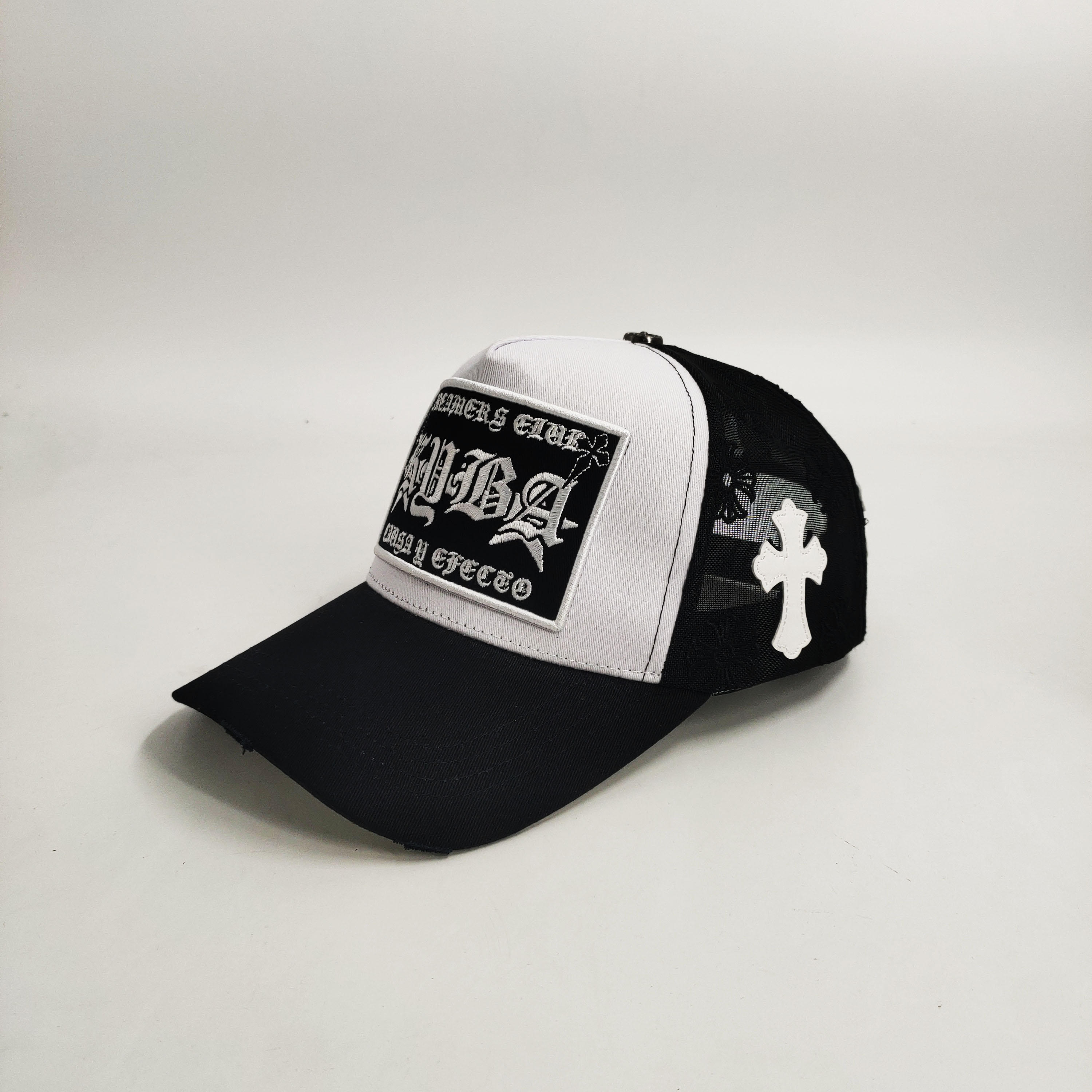 Embroidered Patch Flowers Custom Embroidery Trucker Hats Mesh Cotton PU Leather Stitching All Around Patch