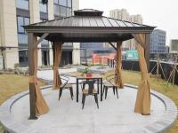 Gazebo en aluminium, pergola avec filet, arrière-cour, jardin, noir