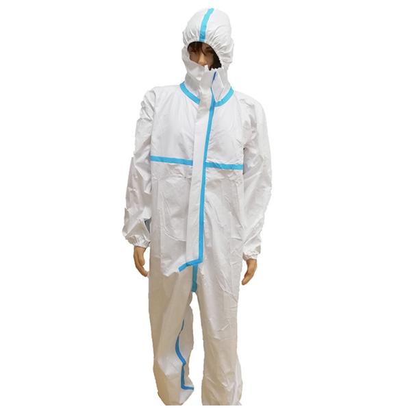 White Disposable Protective Gowns / Breathable Disposable Coveralls