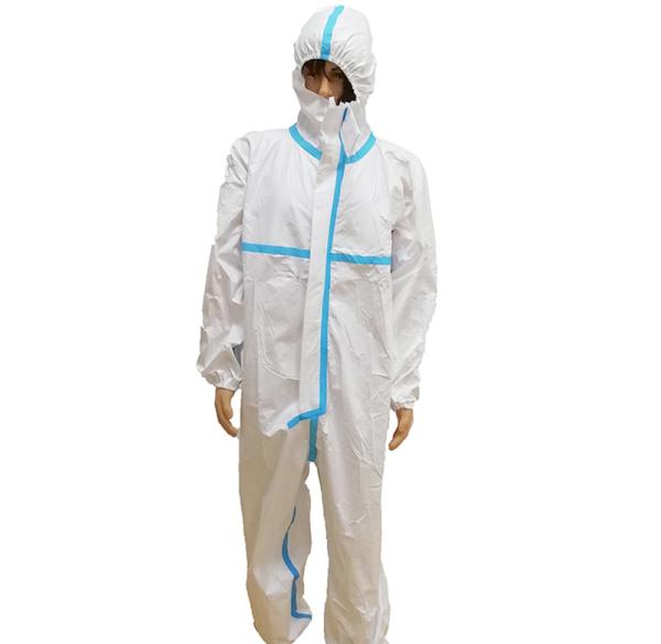 White Disposable Protective Gowns / Breathable Disposable Coveralls
