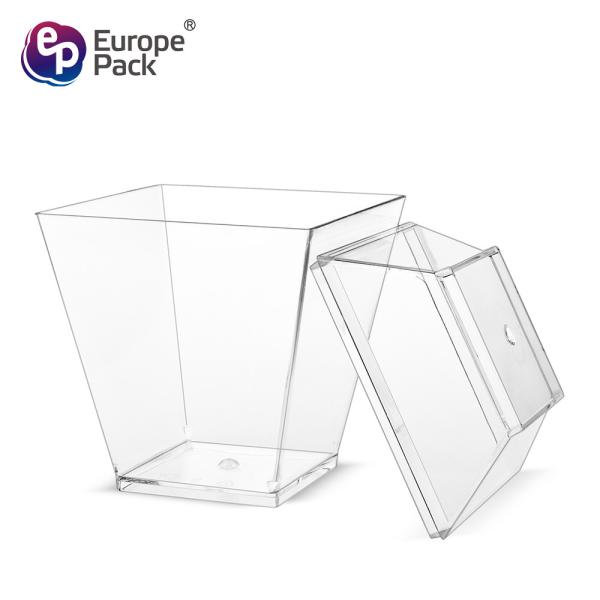 Party supplies dessert square reusable plastic cup with lid