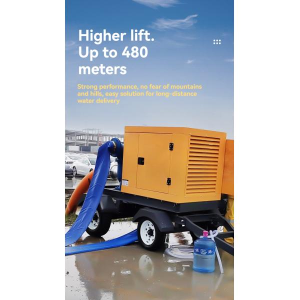 Sistema móvil de suministro de agua con bomba diésel autocebante para riego agrícola