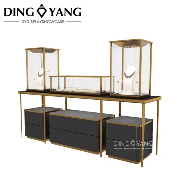Современная модная стеклянная выставка ювелирные изделия витрина ювелирные изделия приставка с светодиодными фонарями