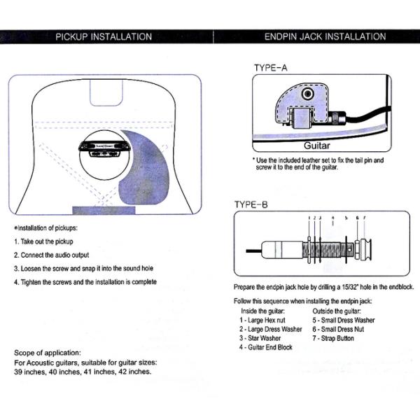 Активный звуковой отверстий гитарный пикап с микрофоном Humbucker Акустическая народная гитара Управление громкостью Sound Hunter AC-3G