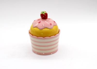 Colorful Ceramic Kitchen Canisters / Ice Cream Cone Jar With Strawberry Shaped Lid