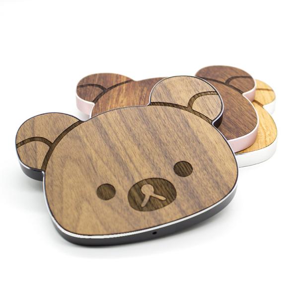 Cherry / Walnut / Bamboo Qi Wood Grain Wireless Charger CE / RoHS Certificated