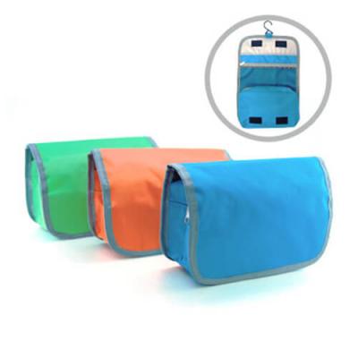 Poly Folding Hanging Toiletry Bag , Custom Cosmetic Bags With Brush Holder / Multi Compartment