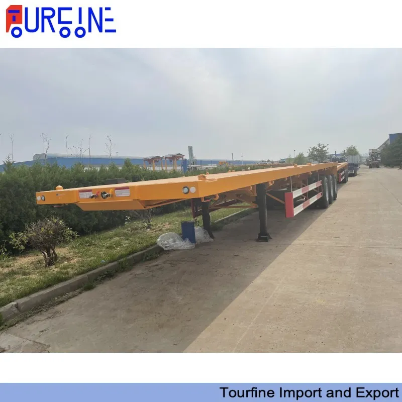 Commercial Tri Axle 40FT Flatbed Semi Trailer For Container And Cargo Transportation