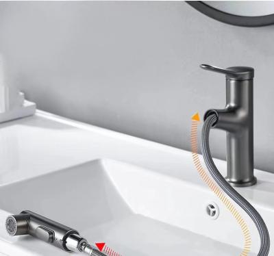 Brass Braided Spout Pull Out Sink Faucet 1080 Degree Rotatable