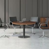 80cm Round Boardroom Table Black Conference Room With Black Metal Leg
