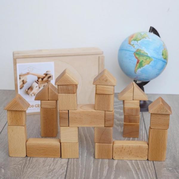 No Deformation Wooden Log Truck Toy , Children Teaching Montessori Wooden Blocks