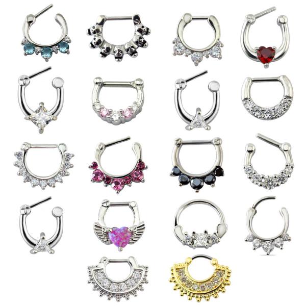 Women Septum Pierced Clicker Jewelry Trendy Septum and Nose Piercing Zircon Nose Hoop Rings Body Piercing Jewelry Septum