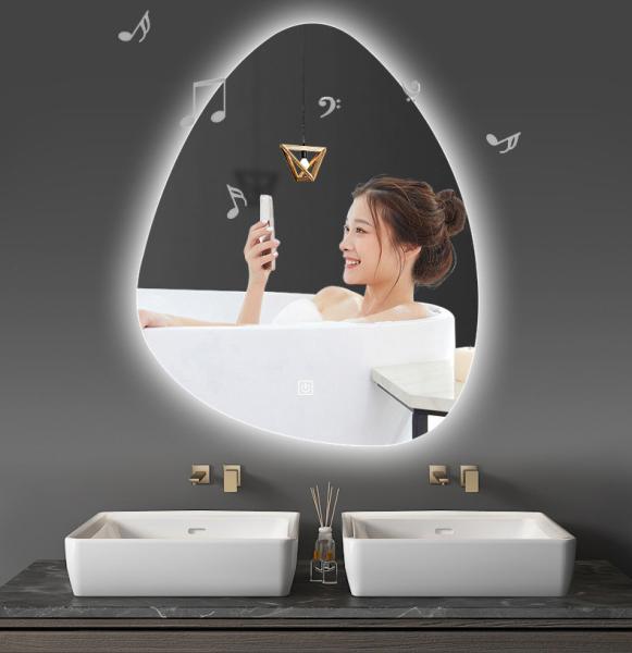 Irregular LED Round Bathroom Mirror 6500K 3200K Luxury Illuminated Bathroom Mirrors