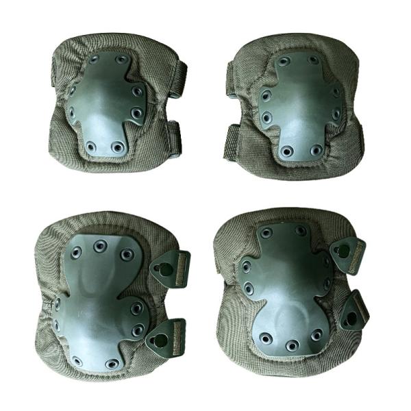 Green Protection Comfortable Black Hawk Elbow and Knee Pads Sets with Hard 6 Holes Shell