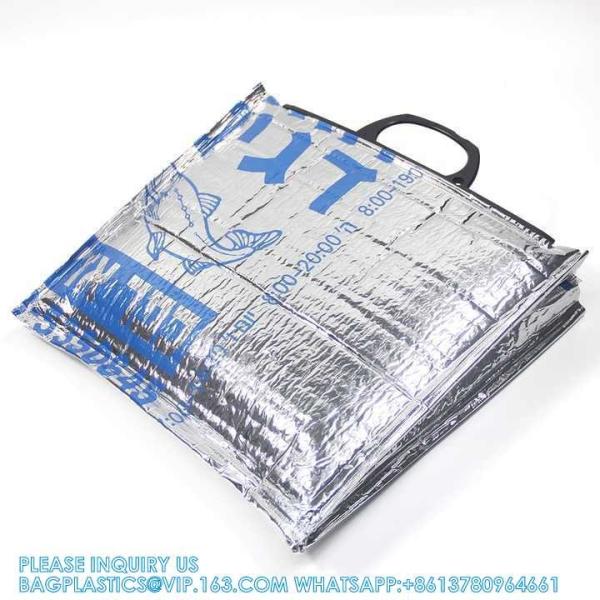Wholesale Plastic Handle Picnic Insulated Lunch Cooler Bags Pizza Salmon Fruit Groceries Aluminum Foil Cooler Bag