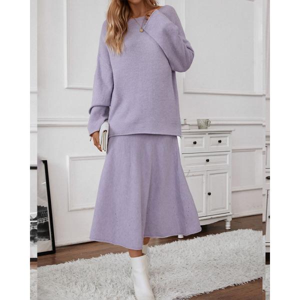 Women's Sweater 2024 New Elegant Knitted Set Women's One Shoulder Sweater Top Elastic Waist Fishtail Skirt