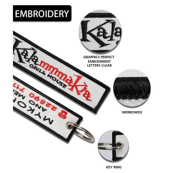 Letter Type Embroidered Keyring Environmental Friendly Unique Design