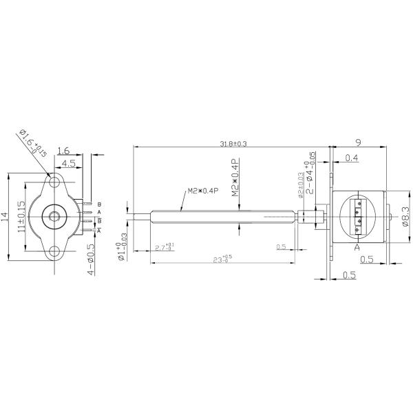 SM08-31L M2 Lead Screw 18 Degree Linear Stepper Motor 8mm With Naked Pins