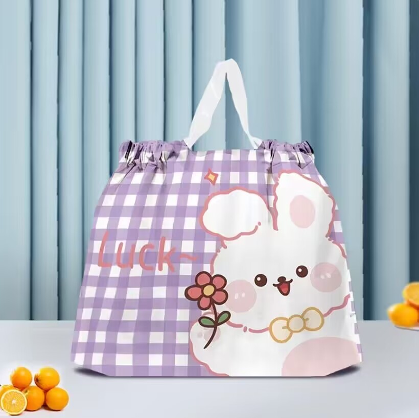 Takeaway Drawstring Bag, Reusable Drawstring Shopping Pouch, Thank You Drawstring Gift Bag for Restaurant Takeout, Food Delivery, Retail Packaging