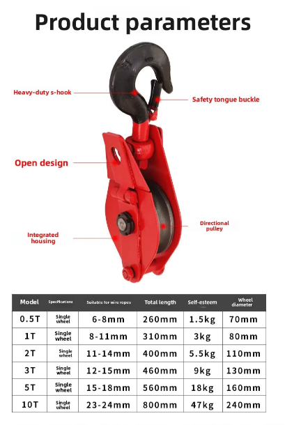 National Standard Steel Wire Rope Pulley with High-Quality Bearing and Multi-Wheel Design for Open and Close Functionality in Heavy-Duty Lifting