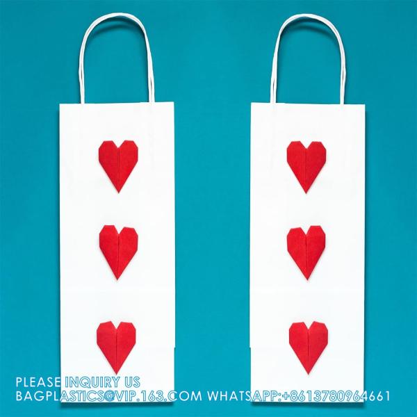 White Paper Wrapping Bags Wine Bags With Handles Bulk Paper Gift Bags Kraft Bags Retail Bags Party Bags