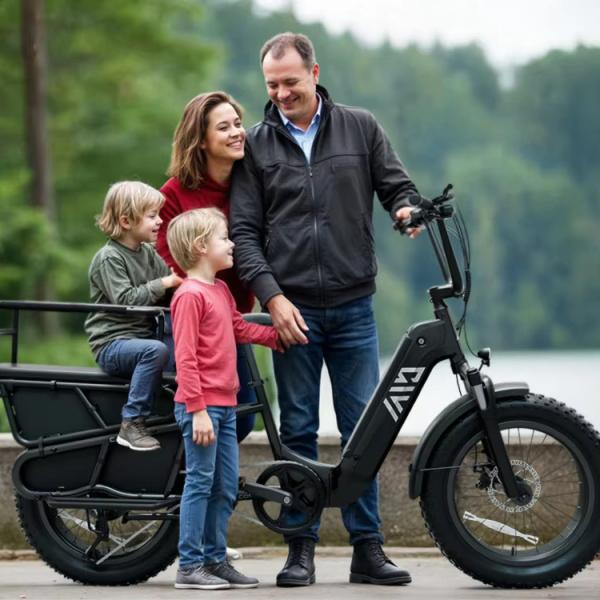Safe Cargo E-bike 20inch Electric Cargo Bike 3.0 Fat Tire Bike 250W Front Suspension Electric Bike Moped-style Family Bike