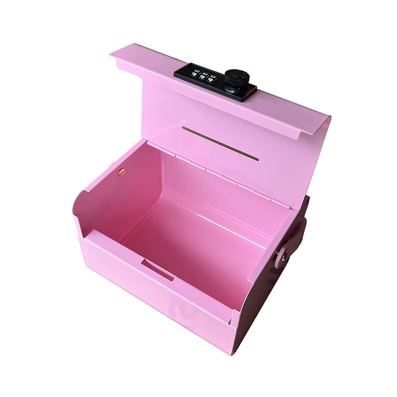 A Storage Iron Box with a Handle for Passwords, a Portable Metal Box for Jewelry and Coins with a Key