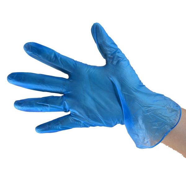 Blue 9 Inches Disposable Vinyl Gloves Medical Use Non Sterile Latex Free