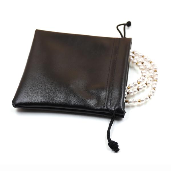 Medium Size Custom Logo PU Leather Jewelry Pouch Drawstring Bag for High Class Storage