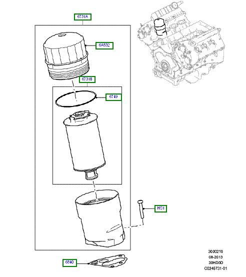 Découverte LR011279 de Land Rover de cartouche filtrante d'Auto-Oil d'élément de joint