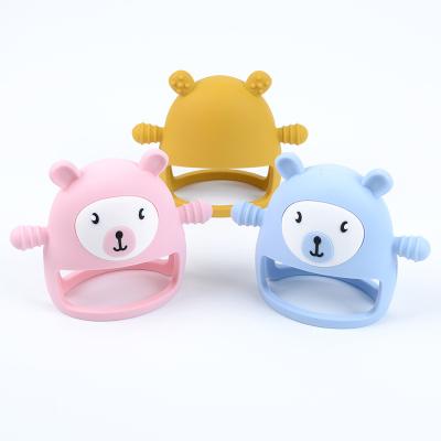 Produtos para bebés em forma de urso, silicone não escorregadio, pastilha de brinquedo, segurança de grau alimentar