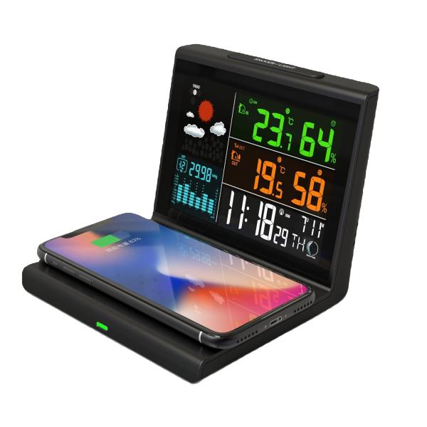 CE ROHS Stations météorologiques pour la maison Station météorologique sans fil en plastique avec chargeur sans fil