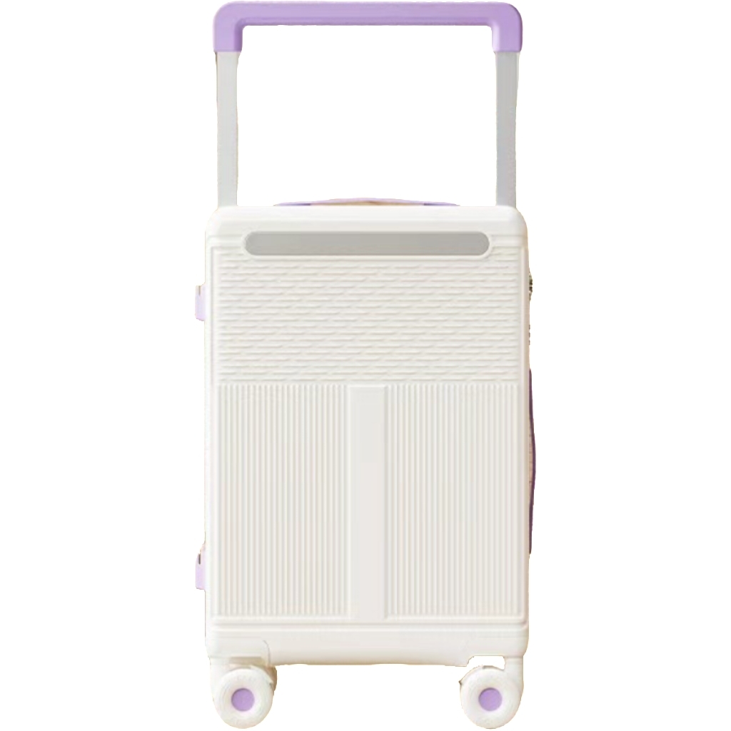 Wide Trolley 20 Inch Spinner Suitcase Rubber Wheels Design Portable Boarding Luggage with Cup Holder
