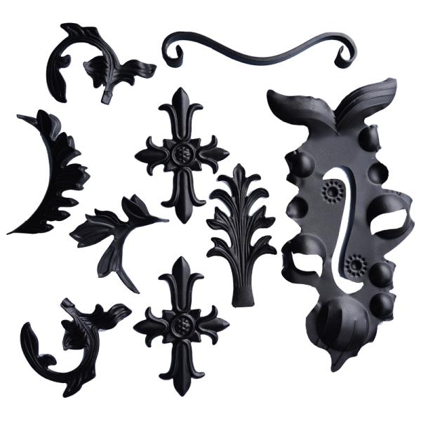 Ornamental Wrought Iron Railing Parts Components Flowers Decoration For Balustrade